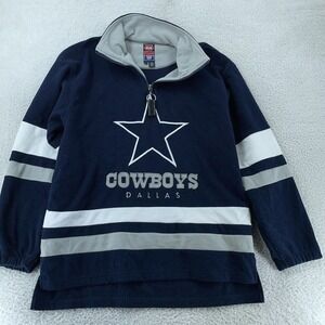 Dallas Cowboys Fleece Pullover Jacket Sweater Mens Large NFL Football 1/4‎ Zip